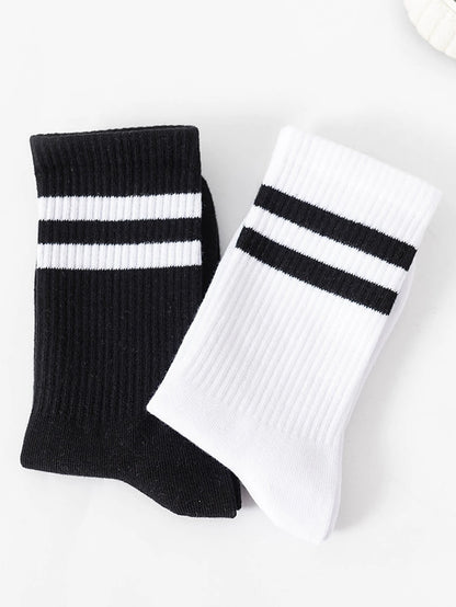 6 paires populaires Chaussettes à barres parallèles Hommes Affaires Sports