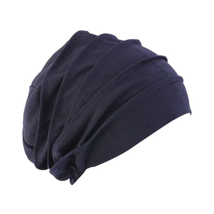 Nouvelles Femmes Couleur Unie Turban Coton Cancer Bonnet Hijabs Intérieur Casquette Perte de Cheveux