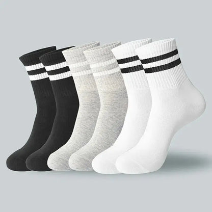 6 paires populaires Chaussettes à barres parallèles Hommes Affaires Sports