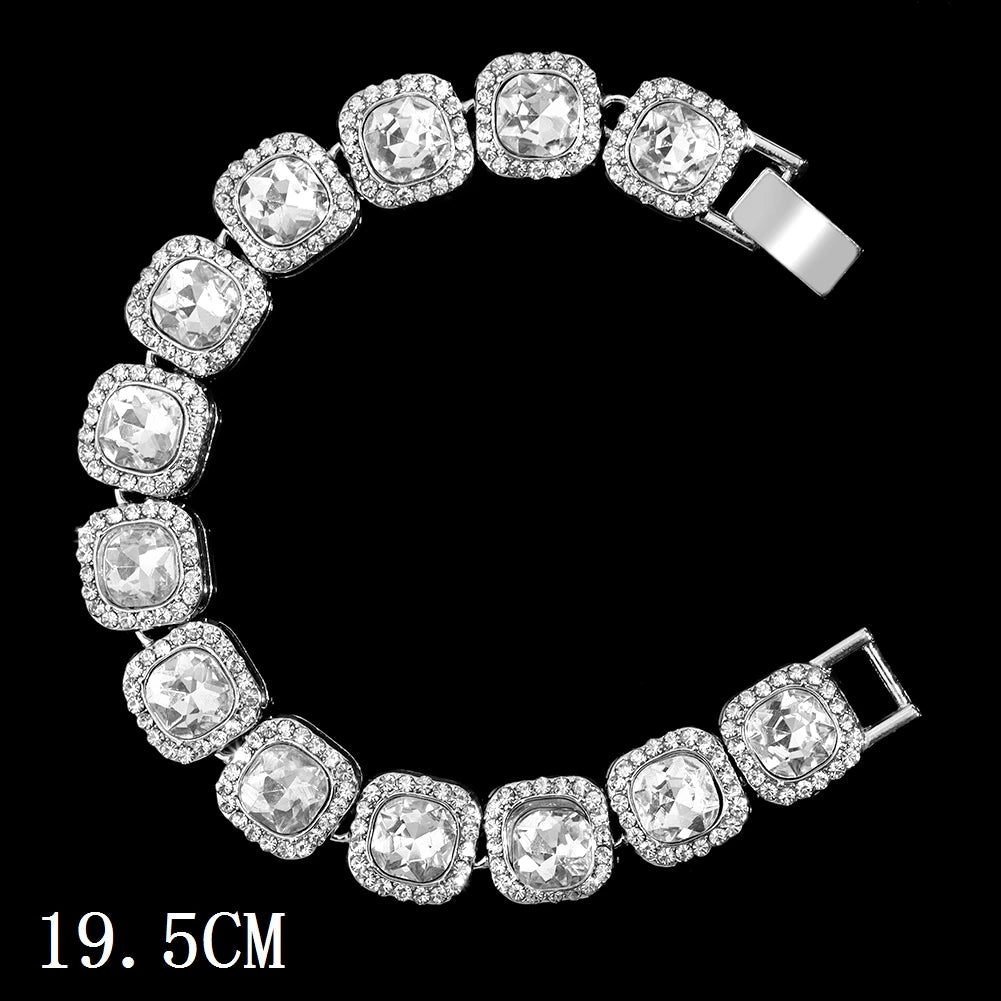 Mode Bling Pavé Strass Griffe Bracelet Chaîne Cubaine Pour Femmes et Hommes