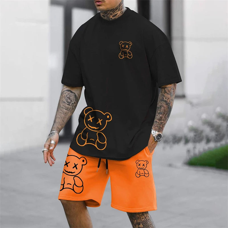 Fun Bear Harajuku T-Shirt Hommes Été Lâche Quotidien