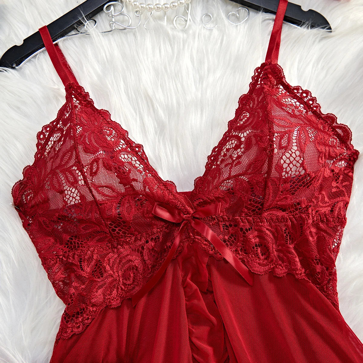 Sous-vêtements pour femmes de lingerie sexy rouge transparent