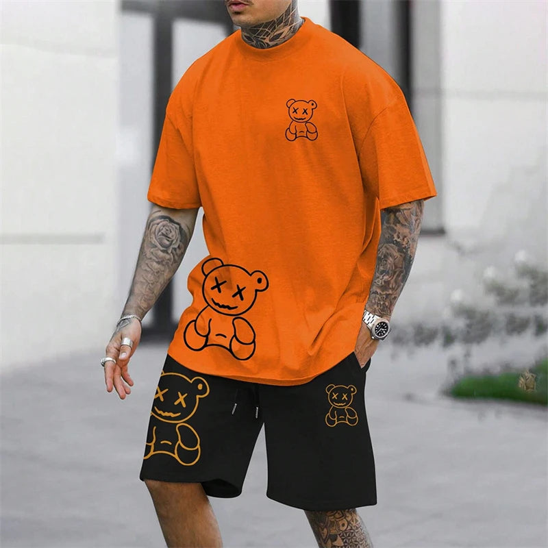 Fun Bear Harajuku T-Shirt Hommes Été Lâche Quotidien