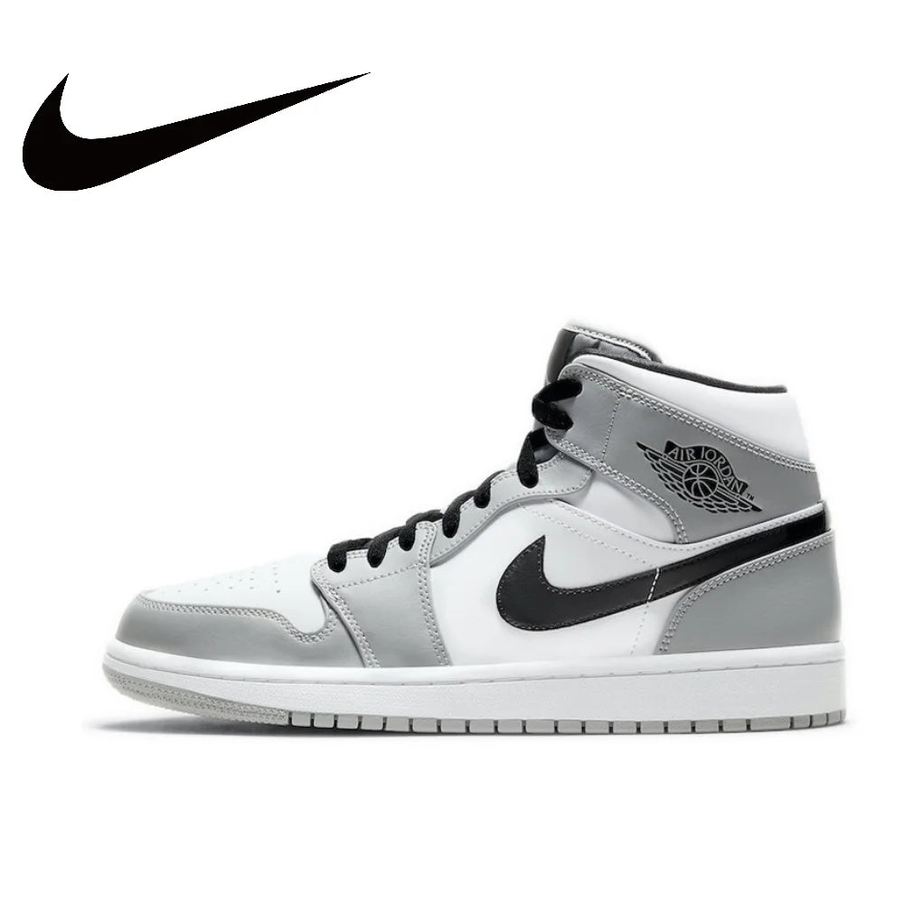 Nike Air Jordan 1 Homme formateurs Coupe Moyenne Chaussures De Basket-ball Blanc