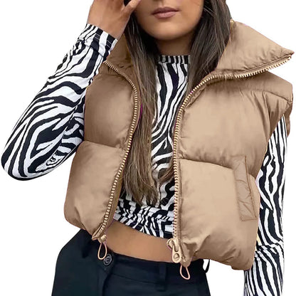 Automne Hiver Chaud Cropped Vest Vestes pour les femmes Mode Sans Manches.