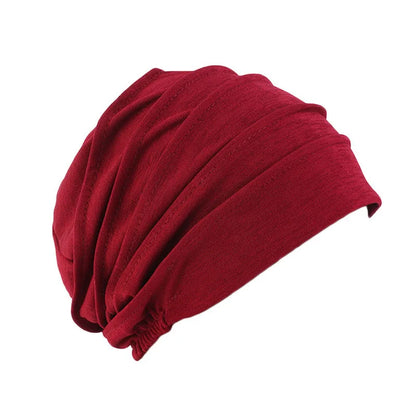 Nouvelles Femmes Couleur Unie Turban Coton Cancer Bonnet Hijabs Intérieur Casquette Perte de Cheveux