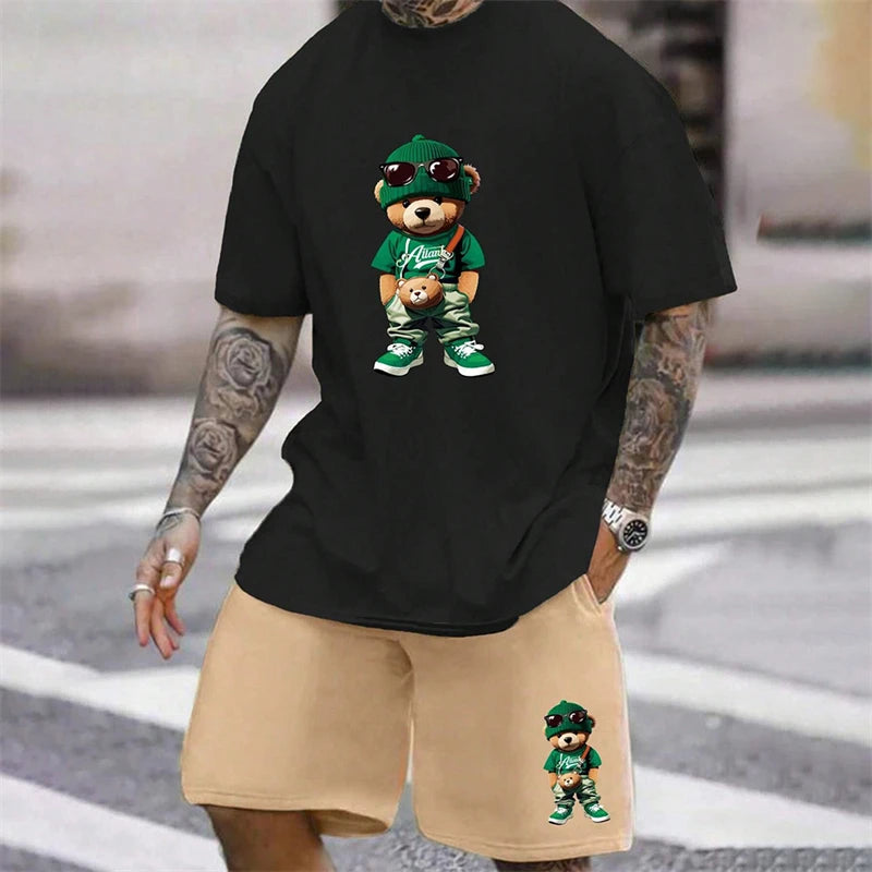 Fun Bear Harajuku T-Shirt Hommes Été Lâche Quotidien