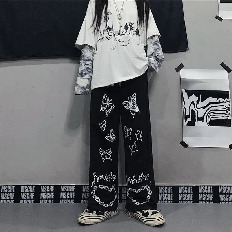 Japonais Y2k Oversize Graphique Large Pantalon de survêtement Hommes Streetwear