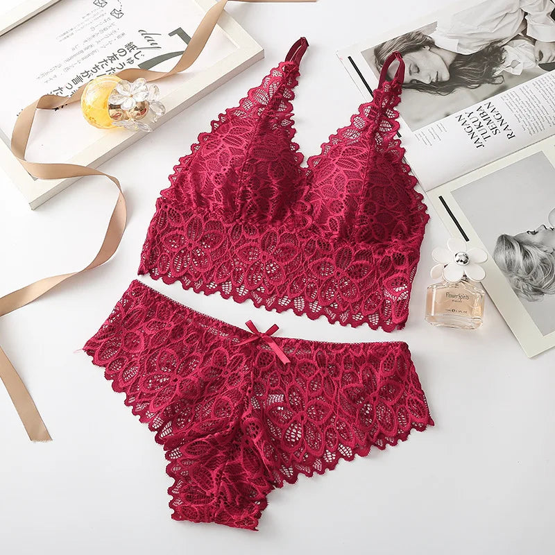 Sexy dentelle femmes sous-vêtements ensemble sans couture sans fil soutien-gorge