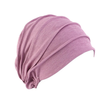 Nouvelles Femmes Couleur Unie Turban Coton Cancer Bonnet Hijabs Intérieur Casquette Perte de Cheveux