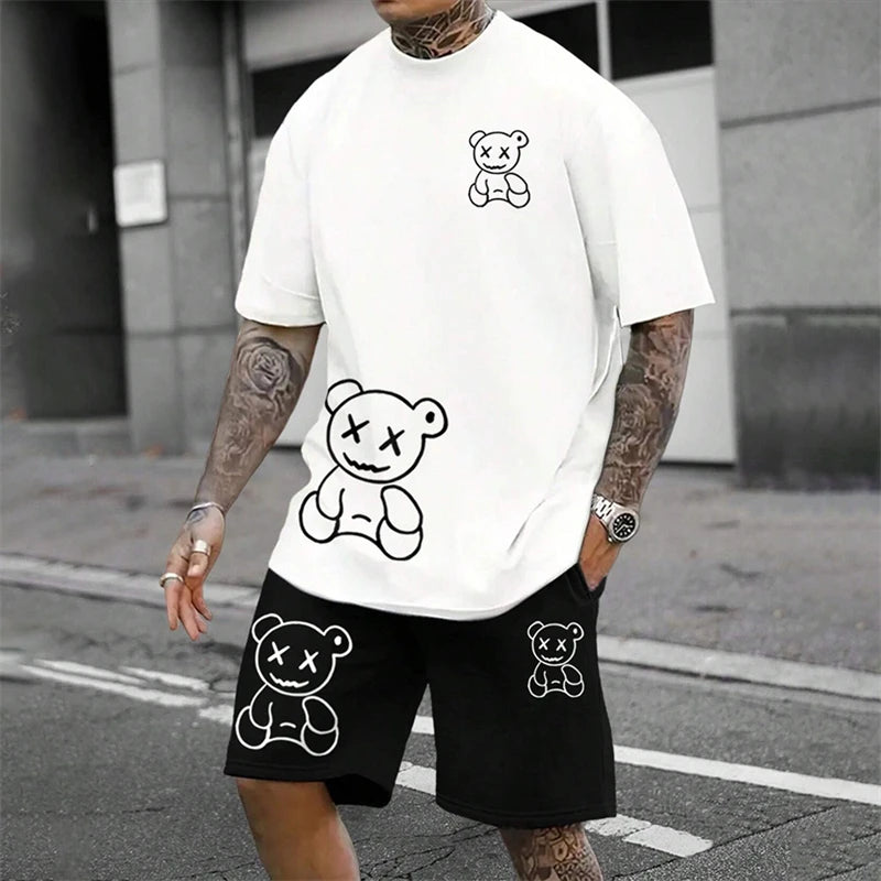 Fun Bear Harajuku T-Shirt Hommes Été Lâche Quotidien