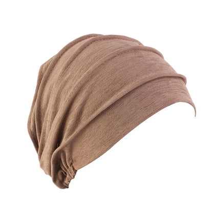 Nouvelles Femmes Couleur Unie Turban Coton Cancer Bonnet Hijabs Intérieur Casquette Perte de Cheveux