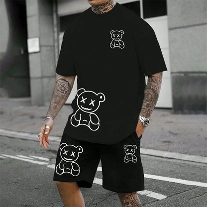 Fun Bear Harajuku T-Shirt Hommes Été Lâche Quotidien