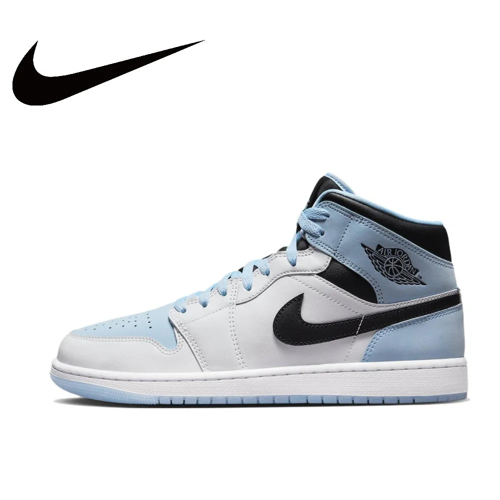 Nike Air Jordan 1 Homme formateurs Coupe Moyenne Chaussures De Basket-ball Blanc