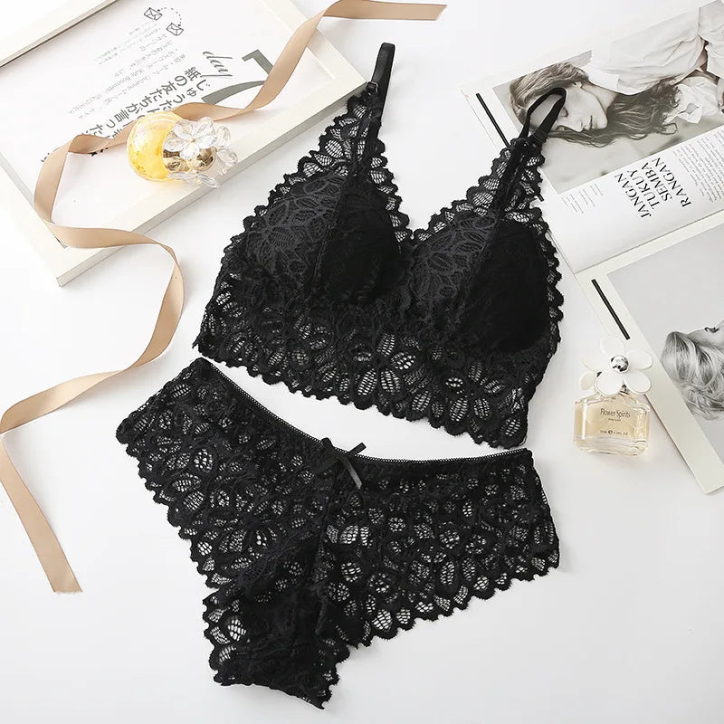 Sexy dentelle femmes sous-vêtements ensemble sans couture sans fil soutien-gorge