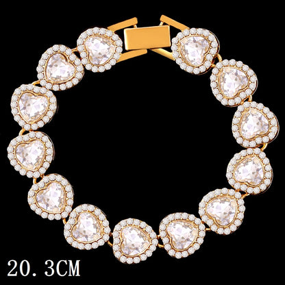 Mode Bling Pavé Strass Griffe Bracelet Chaîne Cubaine Pour Femmes et Hommes