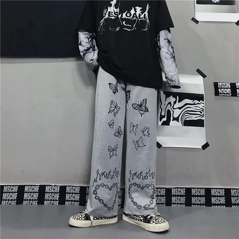 Japonais Y2k Oversize Graphique Large Pantalon de survêtement Hommes Streetwear