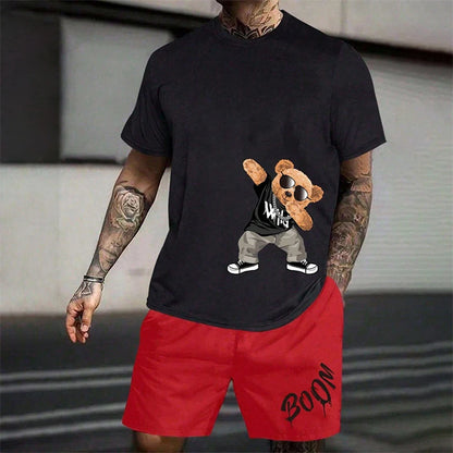 Fun Bear Harajuku T-Shirt Hommes Été Lâche Quotidien