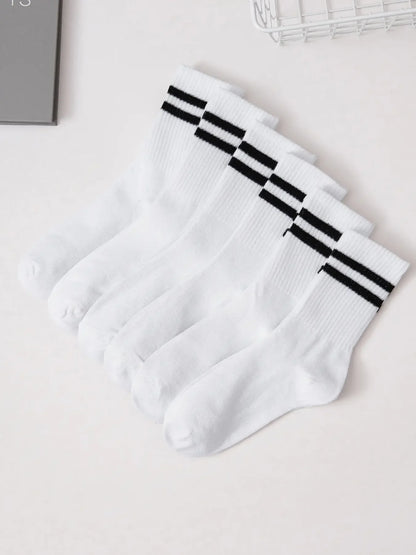 6 paires populaires Chaussettes à barres parallèles Hommes Affaires Sports