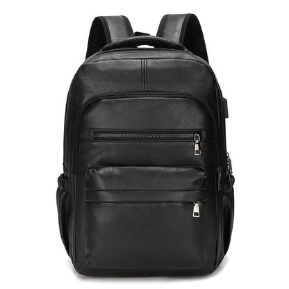 Haute Qualité USB Chargement Sac À Dos Hommes PU Cuir Bagpack Grand Ordinateur Portable