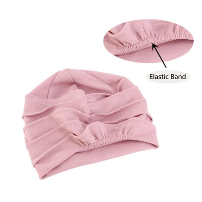 Nouvelles Femmes Couleur Unie Turban Coton Cancer Bonnet Hijabs Intérieur Casquette Perte de Cheveux