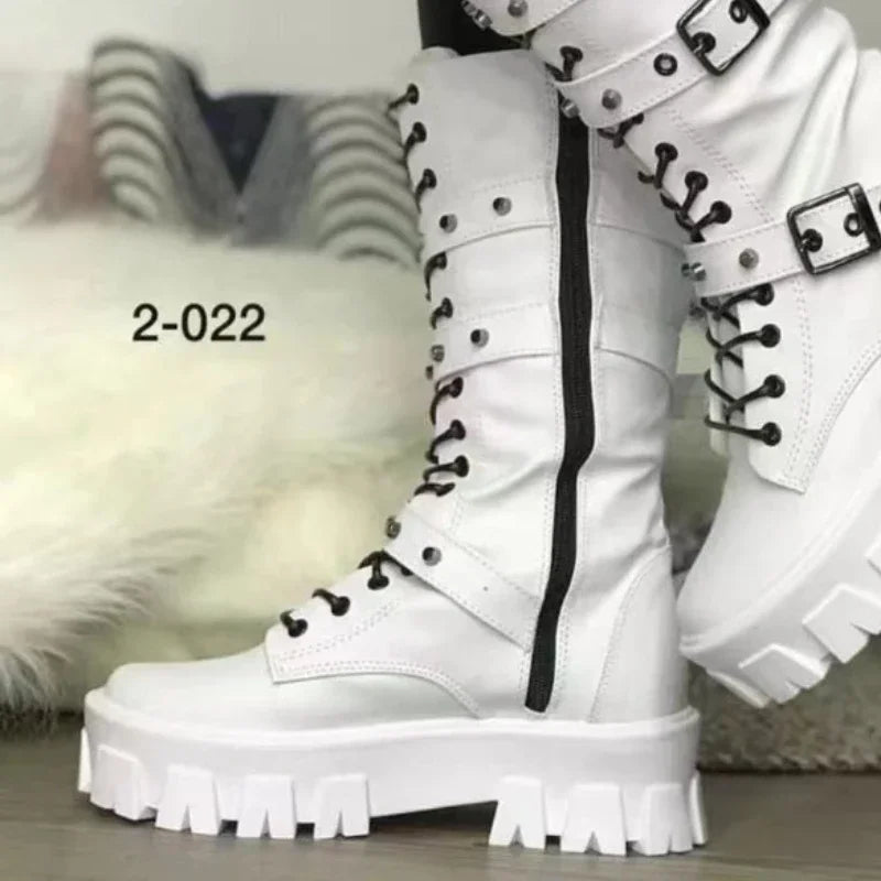 Chaussures pour femmes Nouveau Bottes nouées croisées Mode Côté Zipp