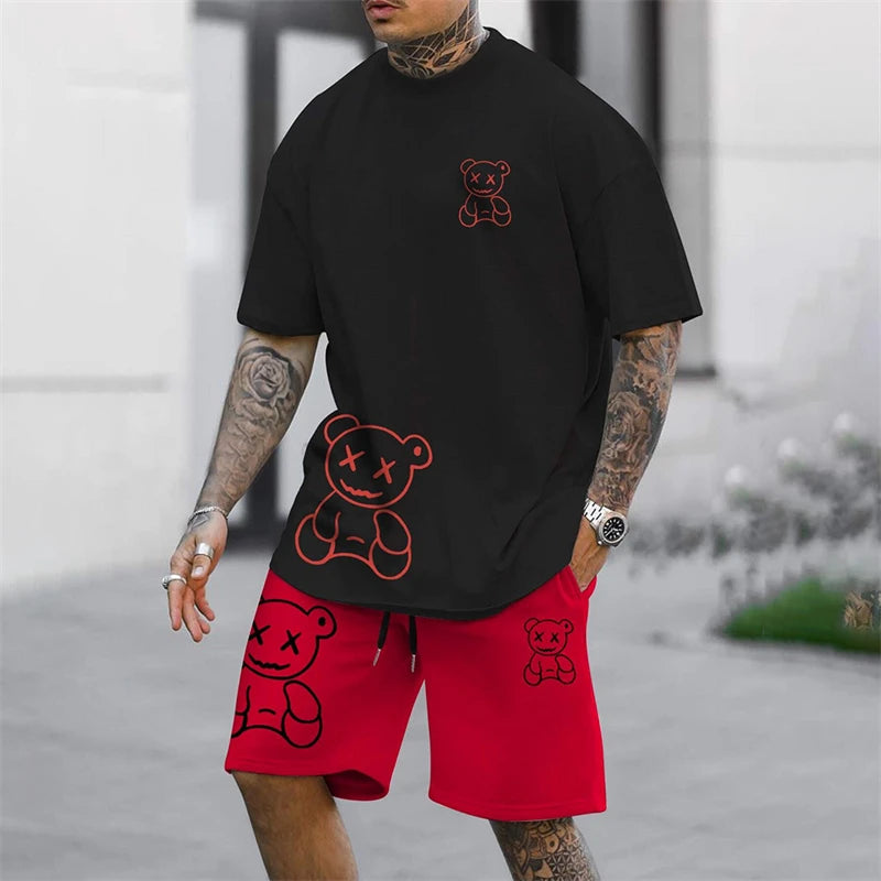 Fun Bear Harajuku T-Shirt Hommes Été Lâche Quotidien