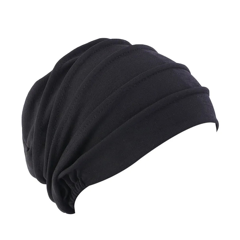 Nouvelles Femmes Couleur Unie Turban Coton Cancer Bonnet Hijabs Intérieur Casquette Perte de Cheveux