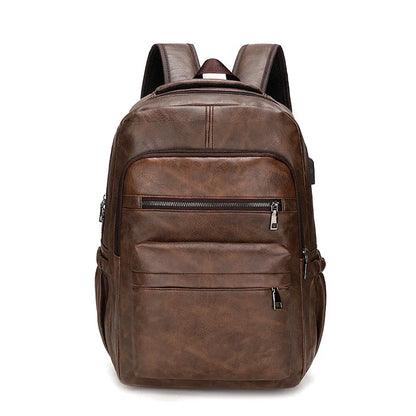 Haute Qualité USB Chargement Sac À Dos Hommes PU Cuir Bagpack Grand Ordinateur Portable