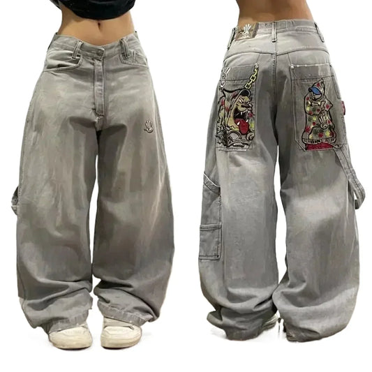 Américain Hip Hop Rétro Gothique Imprimé Jeans Femmes Y2K