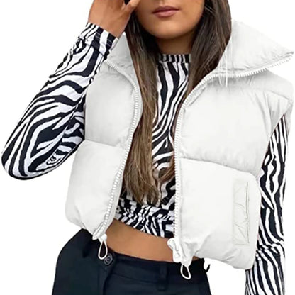 Automne Hiver Chaud Cropped Vest Vestes pour les femmes Mode Sans Manches.