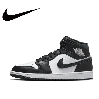 Nike Air Jordan 1 Homme formateurs Coupe Moyenne Chaussures De Basket-ball Blanc