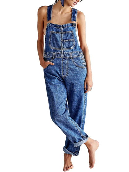 Denim Combinaison y2k Femmes Couleur Unie Sans Manches.