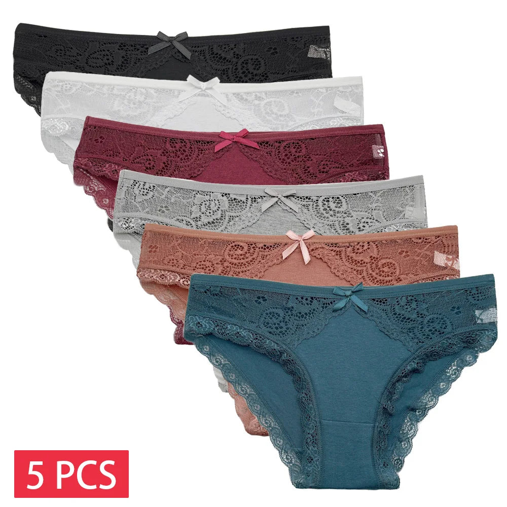 5 PCS / SET Nouvelle Arrivée Low Rise Ladies Sexy Dentelle Culotte Sous-pantalon Culottes Pour Femmes