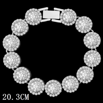 Mode Bling Pavé Strass Griffe Bracelet Chaîne Cubaine Pour Femmes et Hommes