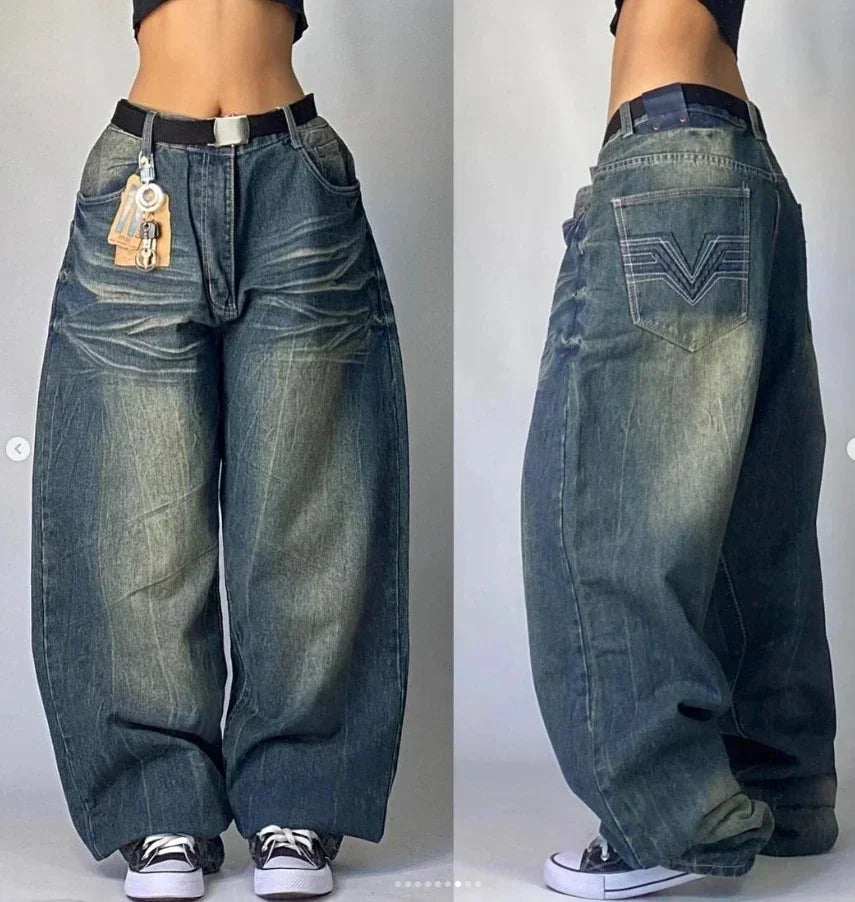 Américain Hip Hop Rétro Gothique Imprimé Jeans Femmes Y2K