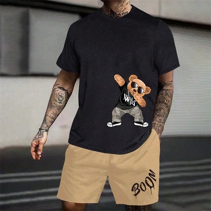 Fun Bear Harajuku T-Shirt Hommes Été Lâche Quotidien