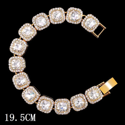 Mode Bling Pavé Strass Griffe Bracelet Chaîne Cubaine Pour Femmes et Hommes