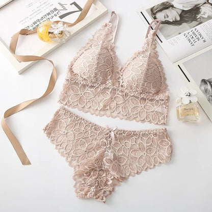 Sexy dentelle femmes sous-vêtements ensemble sans couture sans fil soutien-gorge