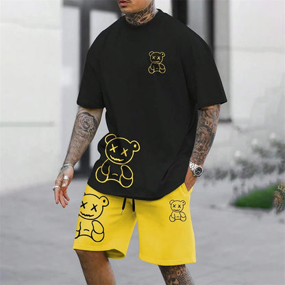 Fun Bear Harajuku T-Shirt Hommes Été Lâche Quotidien