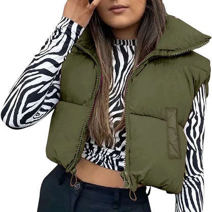 Automne Hiver Chaud Cropped Vest Vestes pour les femmes Mode Sans Manches.