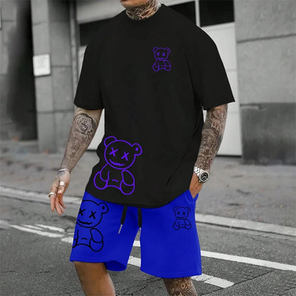 Fun Bear Harajuku T-Shirt Hommes Été Lâche Quotidien