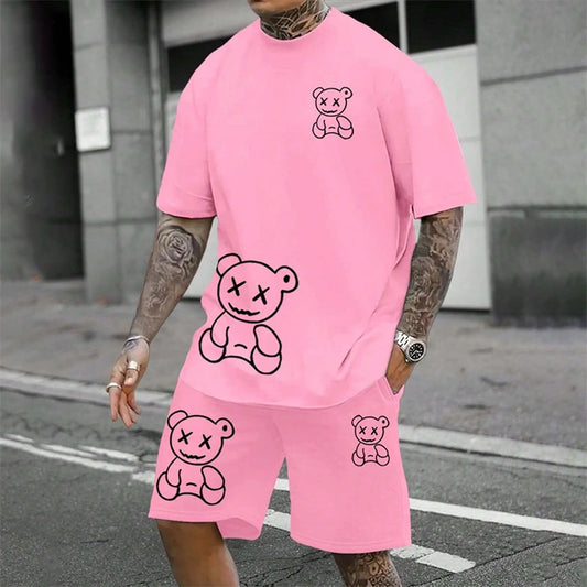 Fun Bear Harajuku T-Shirt Hommes Été Lâche Quotidien