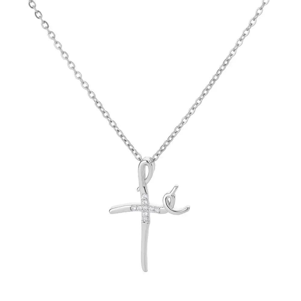 Collier avec pendentif croix en Zircon pour femmes, couleur or, en acier