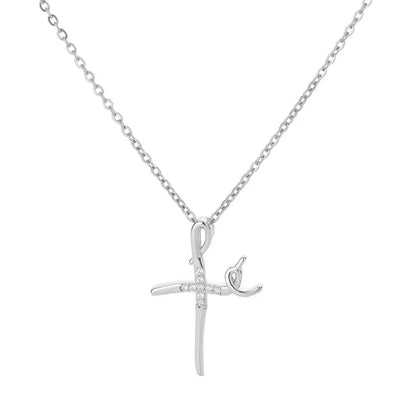 Collier avec pendentif croix en Zircon pour femmes, couleur or, en acier