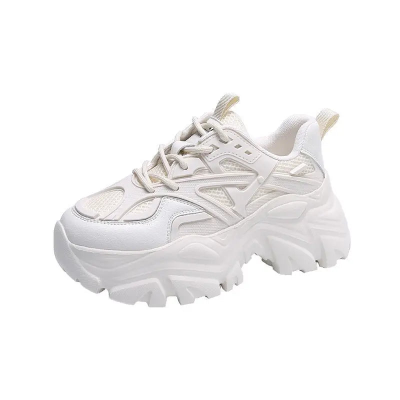 Nouvelle Mode Plate-forme Sport Chaussures Femmes Casual Chunky Sneakers Cuir