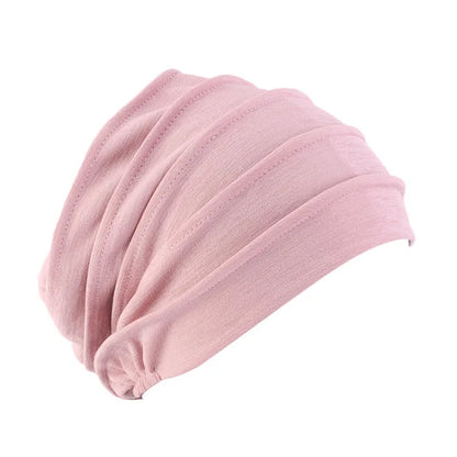 Nouvelles Femmes Couleur Unie Turban Coton Cancer Bonnet Hijabs Intérieur Casquette Perte de Cheveux