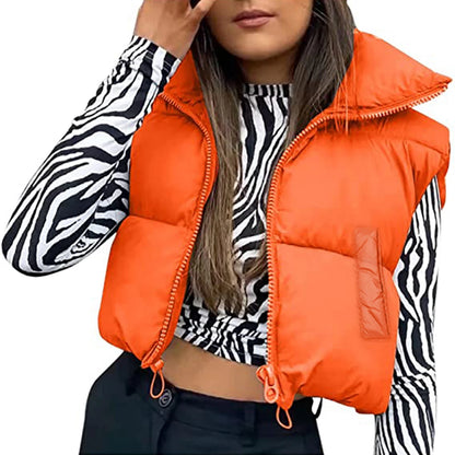 Automne Hiver Chaud Cropped Vest Vestes pour les femmes Mode Sans Manches.