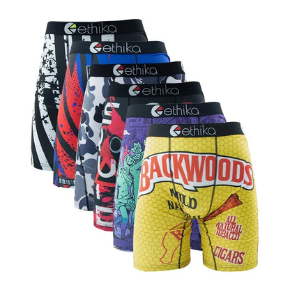 6Pcs ETHIKA Sexy Imprimé Hommes Sous-vêtements Boxer